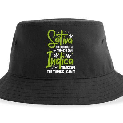 Sativa To Change The Things I Can Indica Cannabis Weed Leaf Sustainable Bucket Hat