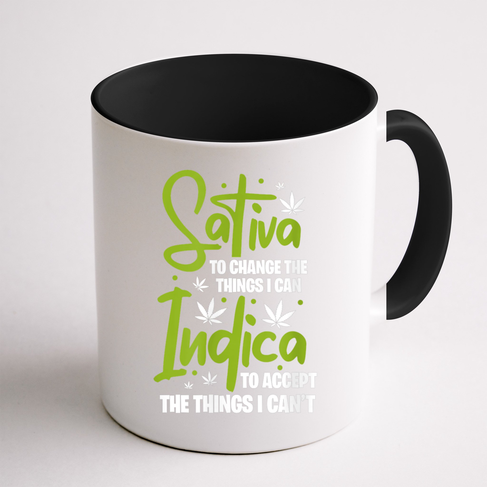 Sativa To Change The Things I Can Indica Cannabis Weed Leaf Mug