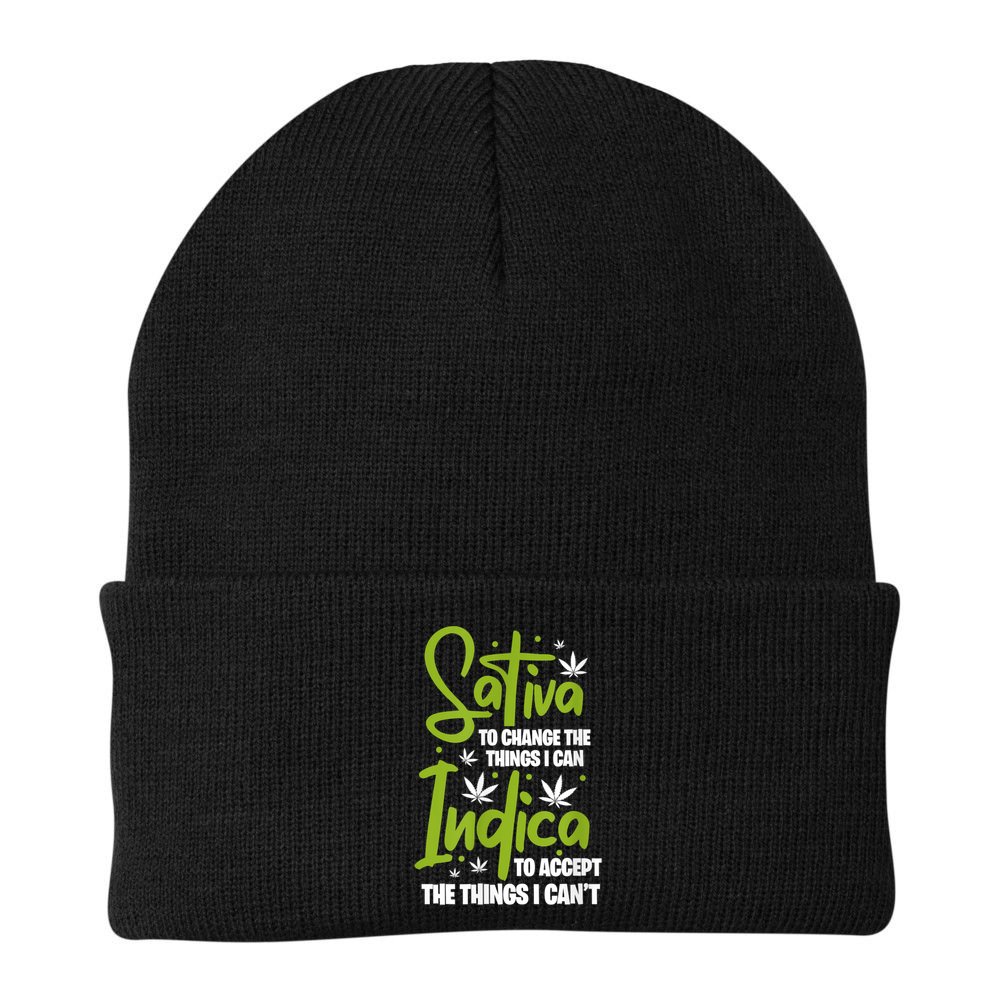 Sativa To Change The Things I Can Indica Cannabis Weed Leaf Beanie