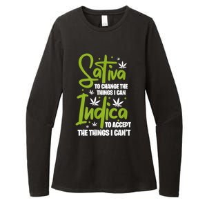 Sativa To Change The Things I Can Indica Cannabis Weed Leaf Womens CVC Long Sleeve Shirt