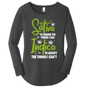 Sativa To Change The Things I Can Indica Cannabis Weed Leaf Women's Perfect Tri Tunic Long Sleeve Shirt