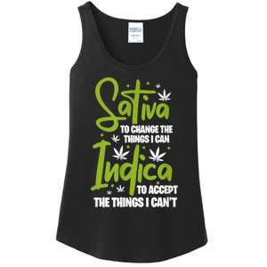 Sativa To Change The Things I Can Indica Cannabis Weed Leaf Ladies Essential Tank