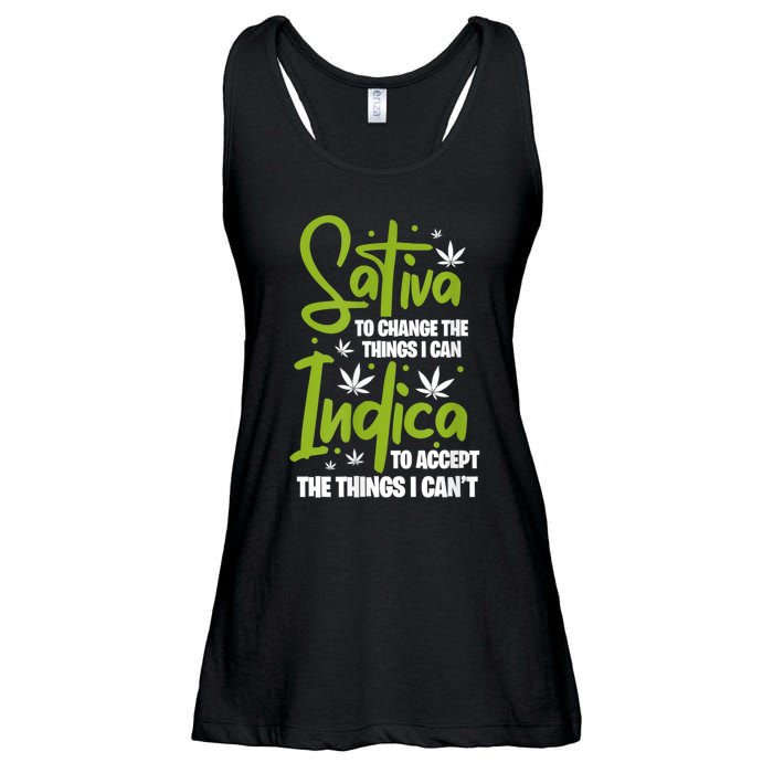 Sativa To Change The Things I Can Indica Cannabis Weed Leaf Ladies Essential Flowy Tank