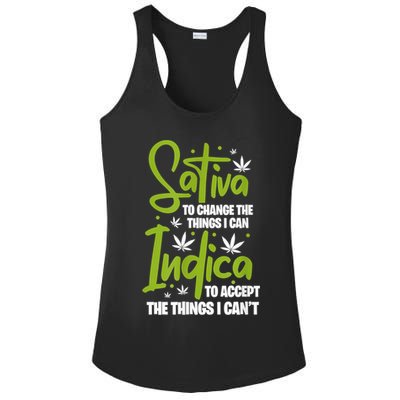 Sativa To Change The Things I Can Indica Cannabis Weed Leaf Ladies PosiCharge Competitor Racerback Tank