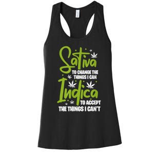 Sativa To Change The Things I Can Indica Cannabis Weed Leaf Women's Racerback Tank