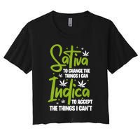 Sativa To Change The Things I Can Indica Cannabis Weed Leaf Women's Crop Top Tee