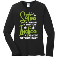 Sativa To Change The Things I Can Indica Cannabis Weed Leaf Ladies Long Sleeve Shirt