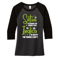 Sativa To Change The Things I Can Indica Cannabis Weed Leaf Women's Tri-Blend 3/4-Sleeve Raglan Shirt