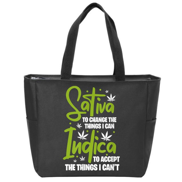 Sativa To Change The Things I Can Indica Cannabis Weed Leaf Zip Tote Bag