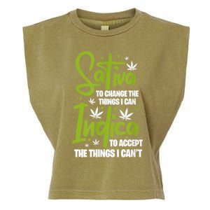 Sativa To Change The Things I Can Indica Cannabis Weed Leaf Garment-Dyed Women's Muscle Tee