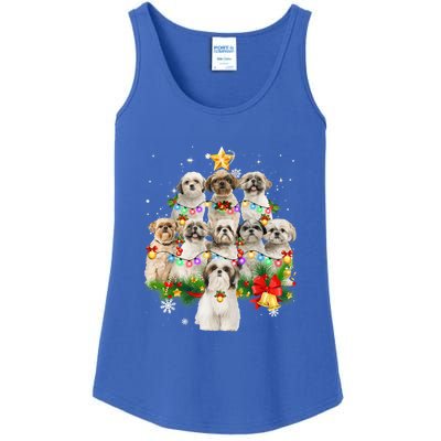 Shih Tzu Christmas Tree Lights Funny Xmas Pajamas Family Funny Gift Ladies Essential Tank