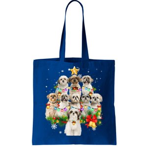 Shih Tzu Christmas Tree Lights Funny Xmas Pajamas Family Funny Gift Tote Bag