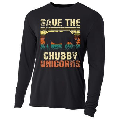 Save The Chubby Unicorns Zoologist Rhino Lover Rhinoceros Cooling Performance Long Sleeve Crew