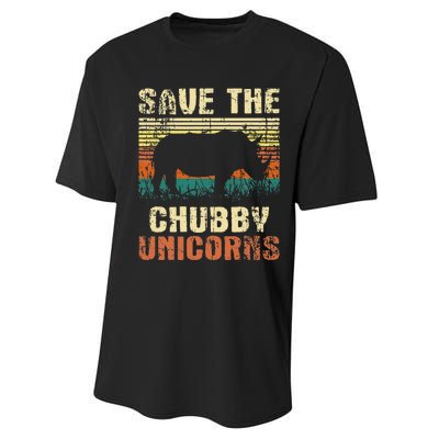 Save The Chubby Unicorns Zoologist Rhino Lover Rhinoceros Performance Sprint T-Shirt