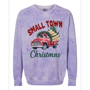 Small Town Christmas Holiday Red Truck Christmas Tree Colorblast Crewneck Sweatshirt