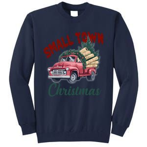 Small Town Christmas Holiday Red Truck Christmas Tree Tall Sweatshirt