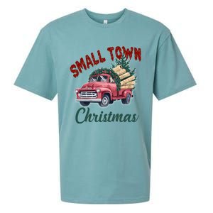 Small Town Christmas Holiday Red Truck Christmas Tree Sueded Cloud Jersey T-Shirt