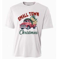 Small Town Christmas Holiday Red Truck Christmas Tree Cooling Performance Crew T-Shirt