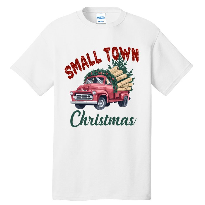 Small Town Christmas Holiday Red Truck Christmas Tree Tall T-Shirt