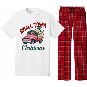 Small Town Christmas Holiday Red Truck Christmas Tree Pajama Set