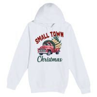 Small Town Christmas Holiday Red Truck Christmas Tree Premium Pullover Hoodie