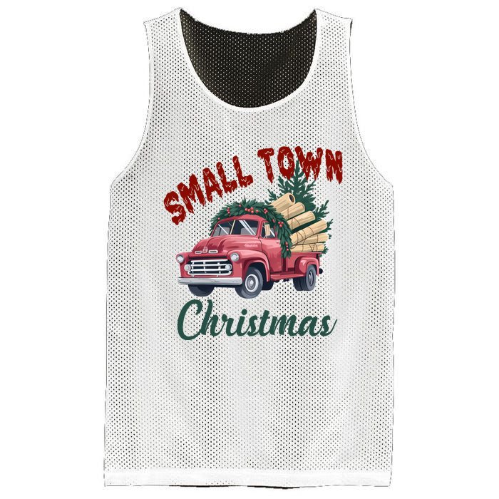 Small Town Christmas Holiday Red Truck Christmas Tree Mesh Reversible Basketball Jersey Tank