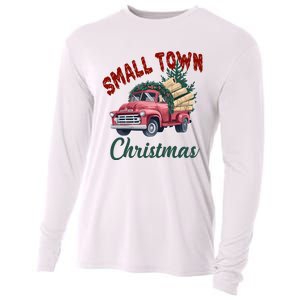 Small Town Christmas Holiday Red Truck Christmas Tree Cooling Performance Long Sleeve Crew