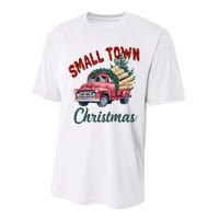 Small Town Christmas Holiday Red Truck Christmas Tree Performance Sprint T-Shirt