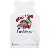 Small Town Christmas Holiday Red Truck Christmas Tree Tank Top