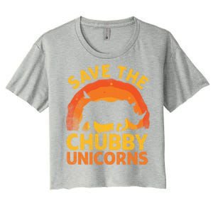 Save The Chubby Unicorns Retro Style Rhino Gift Women's Crop Top Tee