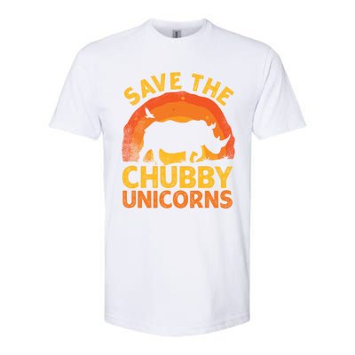 Save The Chubby Unicorns Retro Style Rhino Gift Softstyle® CVC T-Shirt