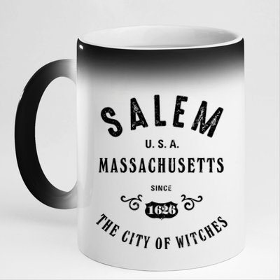 Salem The City Of Witches Massachusetts Vintage Gift 11oz Black Color Changing Mug