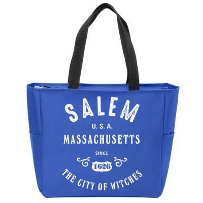 Salem The City Of Witches Massachusetts Vintage Gift Zip Tote Bag