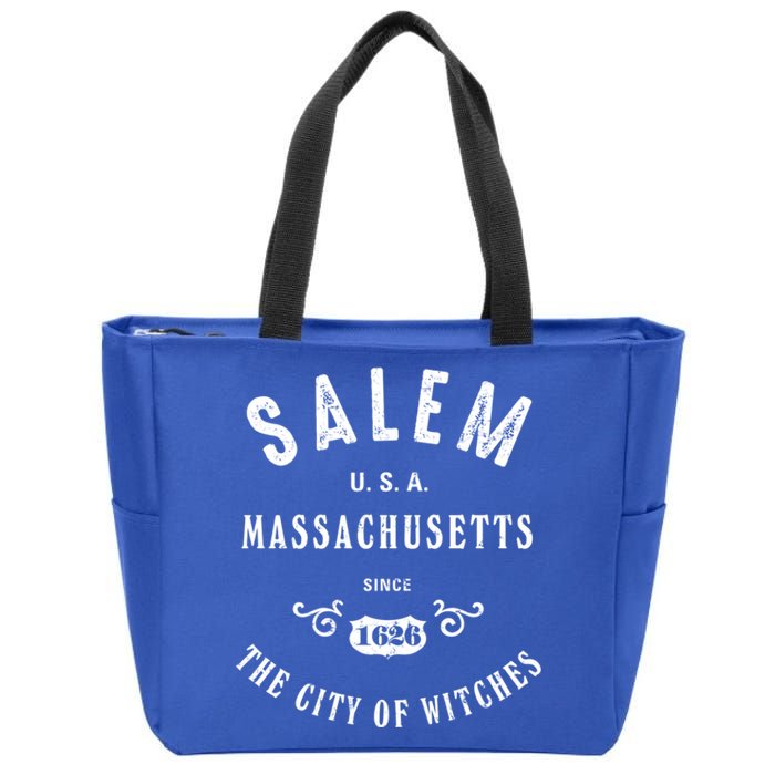 Salem The City Of Witches Massachusetts Vintage Gift Zip Tote Bag