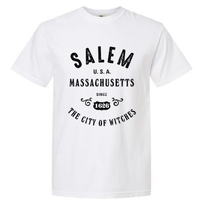 Salem The City Of Witches Massachusetts Vintage Gift Garment-Dyed Heavyweight T-Shirt