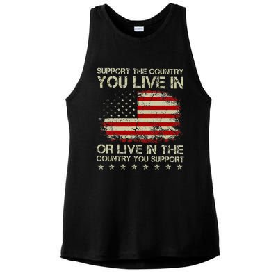 Support The Country You Live In The Country You Support Ladies PosiCharge Tri-Blend Wicking Tank