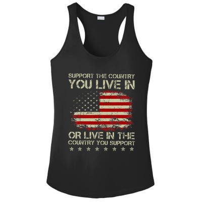 Support The Country You Live In The Country You Support Ladies PosiCharge Competitor Racerback Tank