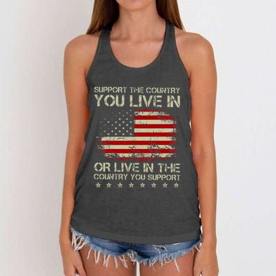 Support The Country You Live In The Country You Support Women's Knotted Racerback Tank