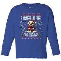 Shih Tzu Christmas Tree Lights Decorations Dog Lover Xmas Gift Toddler Long Sleeve Shirt