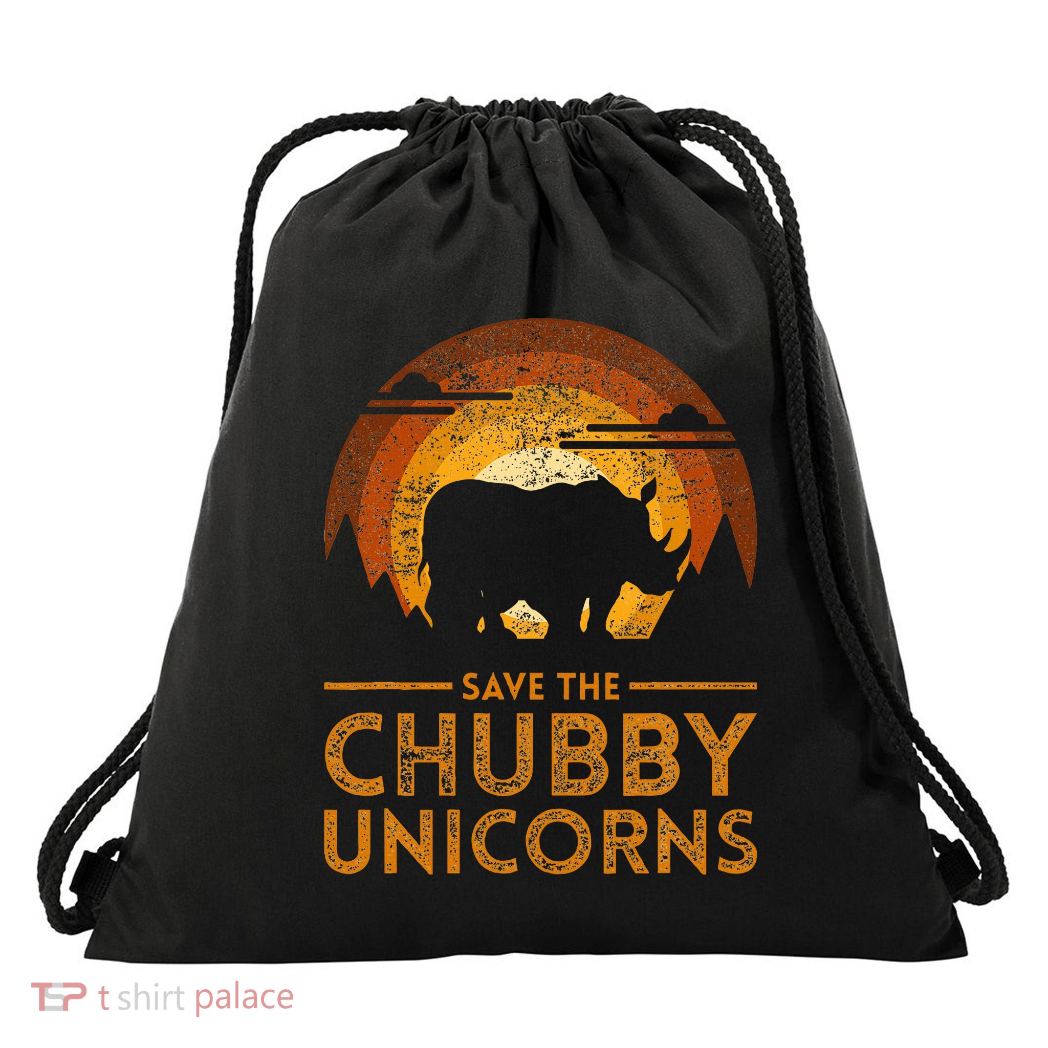 Save The Chubby Unicorns Rhino Drawstring Bag