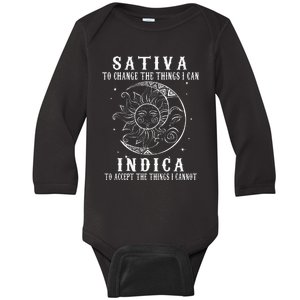 Sativa To Change The Things I Can Indica Cannabis Weed Baby Long Sleeve Bodysuit