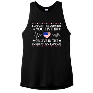 Support The Country You Live In The Country You Support Ladies PosiCharge Tri-Blend Wicking Tank