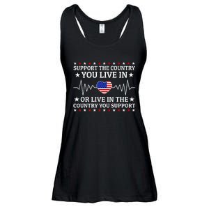 Support The Country You Live In The Country You Support Ladies Essential Flowy Tank