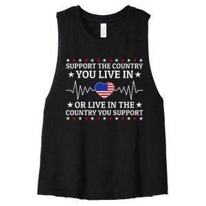 Support The Country You Live In The Country You Support Women's Racerback Cropped Tank