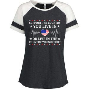 Support The Country You Live In The Country You Support Enza Ladies Jersey Colorblock Tee