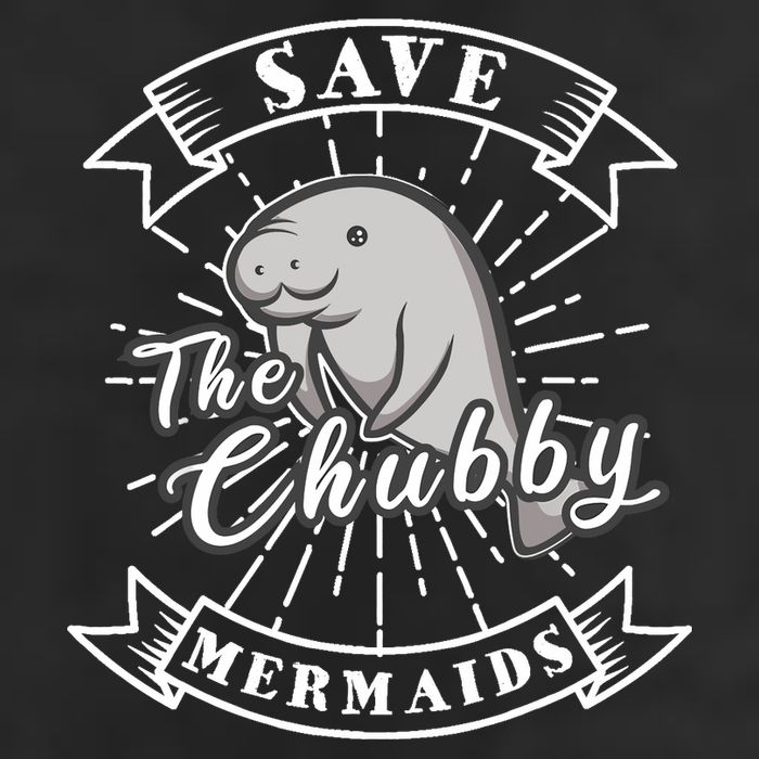 Save The Chubby Manatee Funny Sea Cow Gift Mermaid 7 Panel Mesh Trucker Snapback Hat