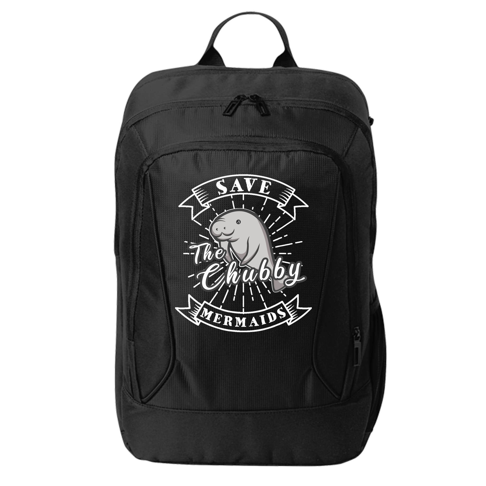 Save The Chubby Manatee Funny Sea Cow Gift Mermaid City Backpack