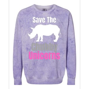 Save The Chubby Unicorns, Hipster, Funny Rhino Quote, Rhino Lover Colorblast Crewneck Sweatshirt