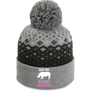 Save The Chubby Unicorns, Hipster, Funny Rhino Quote, Rhino Lover The Baniff Cuffed Pom Beanie