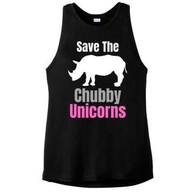 Save The Chubby Unicorns, Hipster, Funny Rhino Quote, Rhino Lover Ladies PosiCharge Tri-Blend Wicking Tank